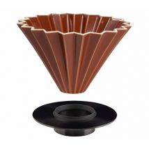 Origami - Dripper ORIGAMI marron en porcelaine de Mino avec support Loveramics en inox