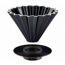 Origami - Dripper ORIGAMI noir en porcelaine de Mino avec support Loveramics en inox