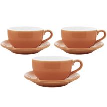 Origami - 3 Tasses et sous tasses Latte Bowl 25 cl Orange - ORIGAMI - Avec anse