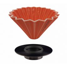 Origami - Dripper ORIGAMI orange en porcelaine de Mino avec support Loveramics en inox