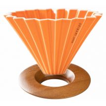 Origami Dripper M in Orange + Wooden Holder