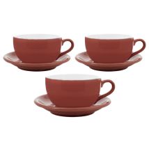 Origami - 3 Tasses et sous tasses Latte Bowl 19 cl Rouge - ORIGAMI