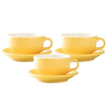 Origami - 3 tasses Latte Bowl et sous-tasses Jaune 25 cl - ORIGAMI