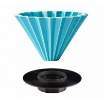 Origami - Dripper ORIGAMI turquoise en porcelaine de Mino avec support Loveramics en inox