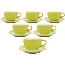 6 Tasses et sous tasses Latte Bowl Origami 19 cl - Vert - Avec anse