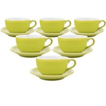 6 Tasses et sous tasses Latte Bowl Origami 25 cl - Vert - Avec anse