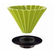 Origami - Dripper ORIGAMI vert en porcelaine de Mino avec support Loveramics en inox