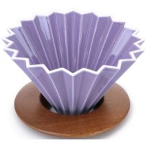Origami Dripper M in Porcelain Purple Colour + Wooden Holder - 50cl/4 cups