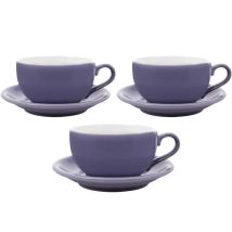 Origami - 3 Tasses et sous tasses Latte Bowl 25 cl Violet - ORIGAMI - Avec anse