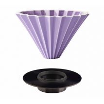 Origami - Dripper ORIGAMI violet en porcelaine de Mino avec support Loveramics en inox