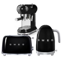 Set Petit-déjeuner (toaster - Machine Expresso - Bouilloire) Noir - Smeg