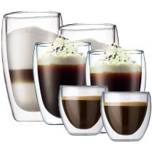 Selection of 6 'Pavina' double wall glasses - 8cl, 35cl and 45cl - Bodum - Double wall