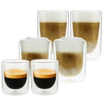 Pylano Bundle of 6 Double Wall Mila Glasses - 10cl, 25cl and 35cl - Double wall
