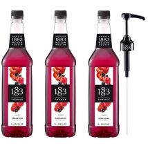 Lot De 3 Sirops Grenadine Pour Professionnel - Bouteille Plastique - 3x1l + Pompe Doseuse - 1883 Routin