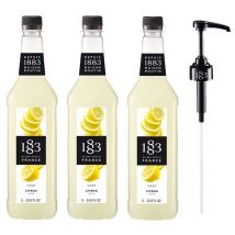 1883 - Maison Routin - Lot de 3 Sirops pour professionnel Citron - Bouteille Plastique - 3x1L + Pompe - 1883 ROUTIN doseuse