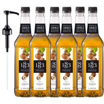 1883 - Maison Routin - Lot de 6 Sirops pour professionnel Noisette - Bouteille Plastique - 6x1L + Pompe doseuse 1883 ROUTIN
