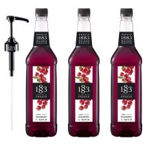 Lot de 3 sirops pour professionnel Cranberry - Bouteille plastique - 3x1L + Pompe doseuse 1883 ROUTIN - 100.0000