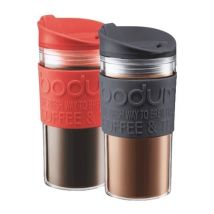 Bodum - Pack 2 Travel Mug double paroi 35 cl - Noir + Rouge - Bodum