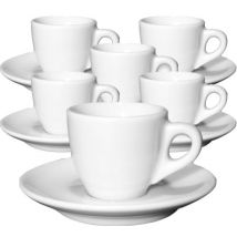 6 tasses expresso et sous-tasses porcelaine 5,5 cl Palermo - Ancap - Avec anse
