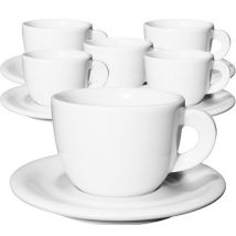 Ancap Set of 6 Porcelain Edex Cappuccino Cups and Saucers - 19 cl - With handle