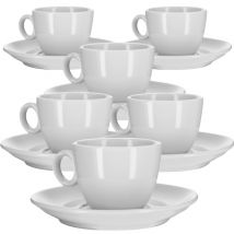 Ipa Industria Porcellane - Ipa Industria Set of 6 Alba Lungo Cups and Saucers - 12cl - With handle