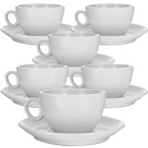 Ipa Industria Porcellane - Ipa Industria Set of 6 Alba Lungo Cups and Saucers - 29cl - With handle