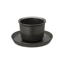 Tea Cup and Saucer "Leaves to Tea" in Black - Kinto
