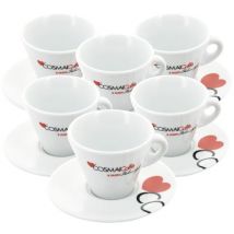 Lot de 6 tasses et sous-tasses cappuccino 15 cl - Cosmaï Caffè - 11 à 20 cl