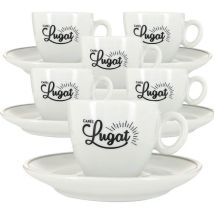 6 espresso cups and porcelain saucers - 80ml - Cafés Lugat - With handle