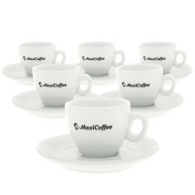MaxiCoffee 6 porcelain espresso cups and saucers - 80ml - With handle