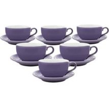 6 Origami Latte Bowl cups and saucers 25 cl - Purple - With handle