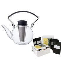 1L glass Tea 4 U with black handle by QDO + Tea-Time tea box