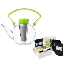 1L glass Tea 4 U with green handle by QDO + Tea-Time tea box