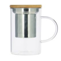 Glass mug with tea infuser and bamboo lid- 39cl - OGO Living