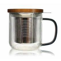 OGO Living - Tisanière en verre 300 ml Gris fumé et couvercle bois acacia OGO Living