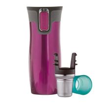Contigo Autoseal Westloop Pink insulated travel mug with tea infuser - 47cl