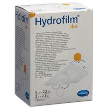 Hydrofilm Plus PLUS wasserdichter Wundverband 5x7.2cm steril (50 Stück)