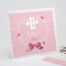 Einladung Taufe Rosa Schleife personalisierbar - 15 x 14 cm - MeineKarten