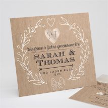 Einladung Hochzeitsjubiläum Ornamente und Kraftpapier personalisierbar - 15 x 14 cm - MeineKarten