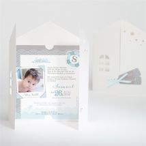 Einladung Taufe Matrose in Blau personalisierbar - 14 x 14 cm - MeineKarten