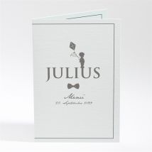 Menükarte Taufe Silhouette Junge personalisierbar - Farbe Blau - 10 x 14.5 cm geschlossen - MeineKarten