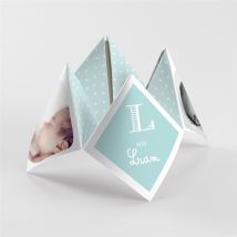 Geburtskarte Origami Zwillinge Jungen personalisierbar - Farbe Blau, Weiß, Bunt Und Grau - 20.9 x 20.9 cm - MeineKarten