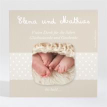 Dankeskarte Geburt Origami Zwillinge personalisierbar - Farbe Beige Und Weiß - 9.5 x 9.5 cm - MeineKarten