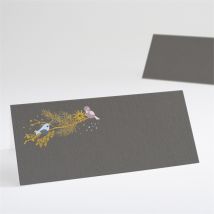 Tischkarte Taufe Goldener Vogel Mädchen personalisierbar - Farbe Rosa Und Blau/Violett/Bunt/Grau/Schiefertafel - 9.5 x 4.2 cm - MeineKarten