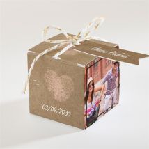 Geschenkbox Hochzeit Herzabdruck personalisierbar - Farbe Rosa Und Beige Und Braun/Kraftpapier - 4.5 cm - MeineKarten