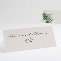 Tischkarte Hochzeit Frühlingskranz personalisierbar - Farbe Grün Und Beige - 9.5 x 4.2 cm - MeineKarten