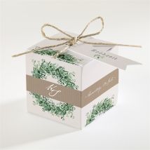 Geschenkbox Hochzeit Frühlingskranz personalisierbar - Farbe Grün/Kraftpapier - 4.5 cm - MeineKarten