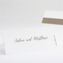 Tischkarte Hochzeit Natürlich verbunden personalisierbar - Farbe Schwarz & Weiß/Braun Und Weiß/Kraftpapier - 9.5 x 4.2 cm - MeineKarten