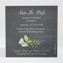 Save the Date Karte Frühlingstafel personalisierbar - Farbe Grün/Violett/Schwarz, Weiß Und Grau/Schiefertafel - 9.5 x 9.5 cm - MeineKarten