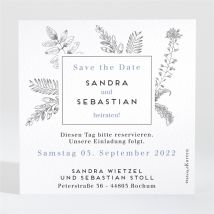 Save the Date Karte Herbarium personalisierbar - Farbe Schwarz & Weiß/Weiß Und Grau - 9.5 x 9.5 cm - MeineKarten